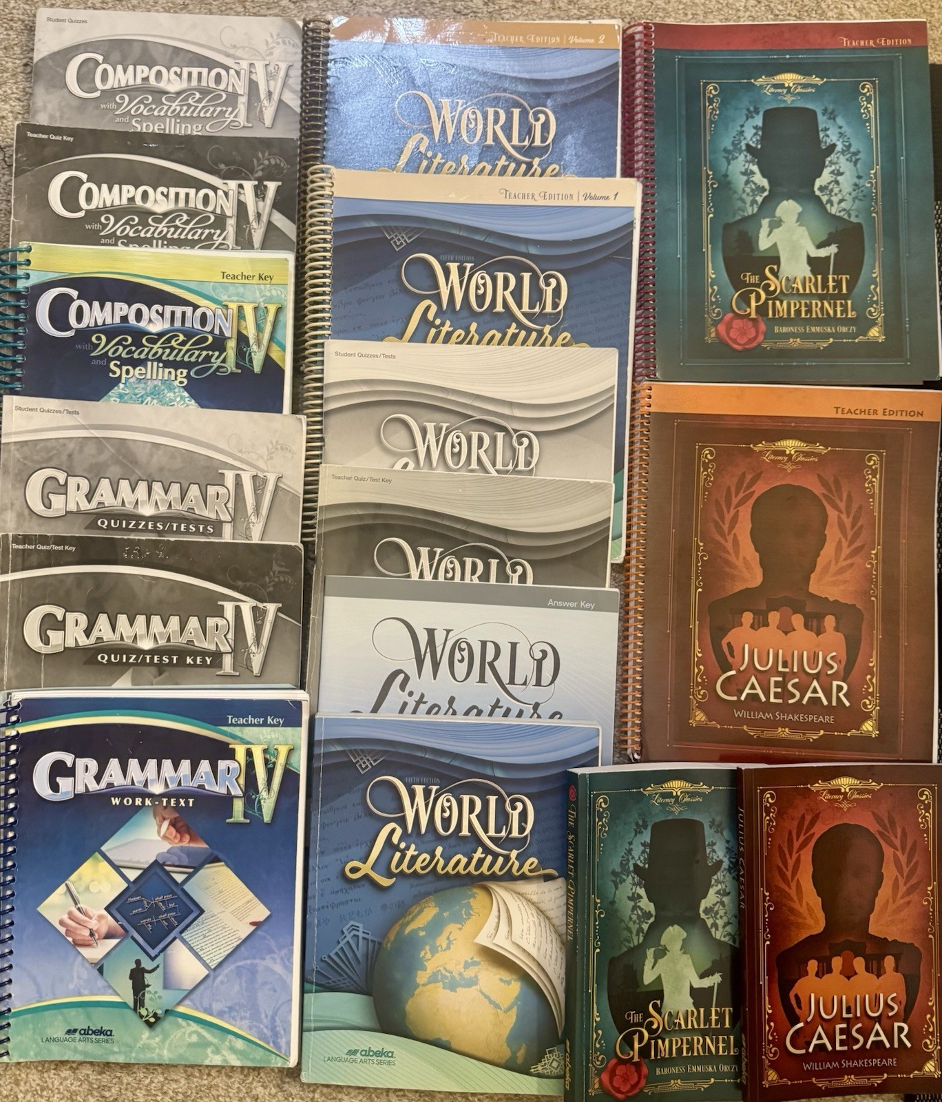 Abeka Big English 10 Bundle Grammar IV World, Literature Comprehension 16books+