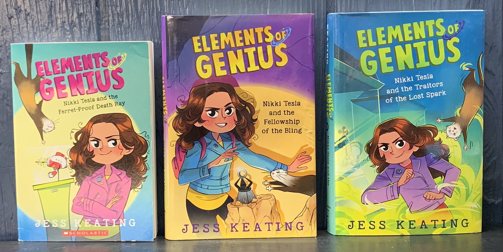 Nikki Tesla, ELEMENTS OF GENIUS by Jess Keating 3 book set Books 1-3 ( 2HC, 1PB)