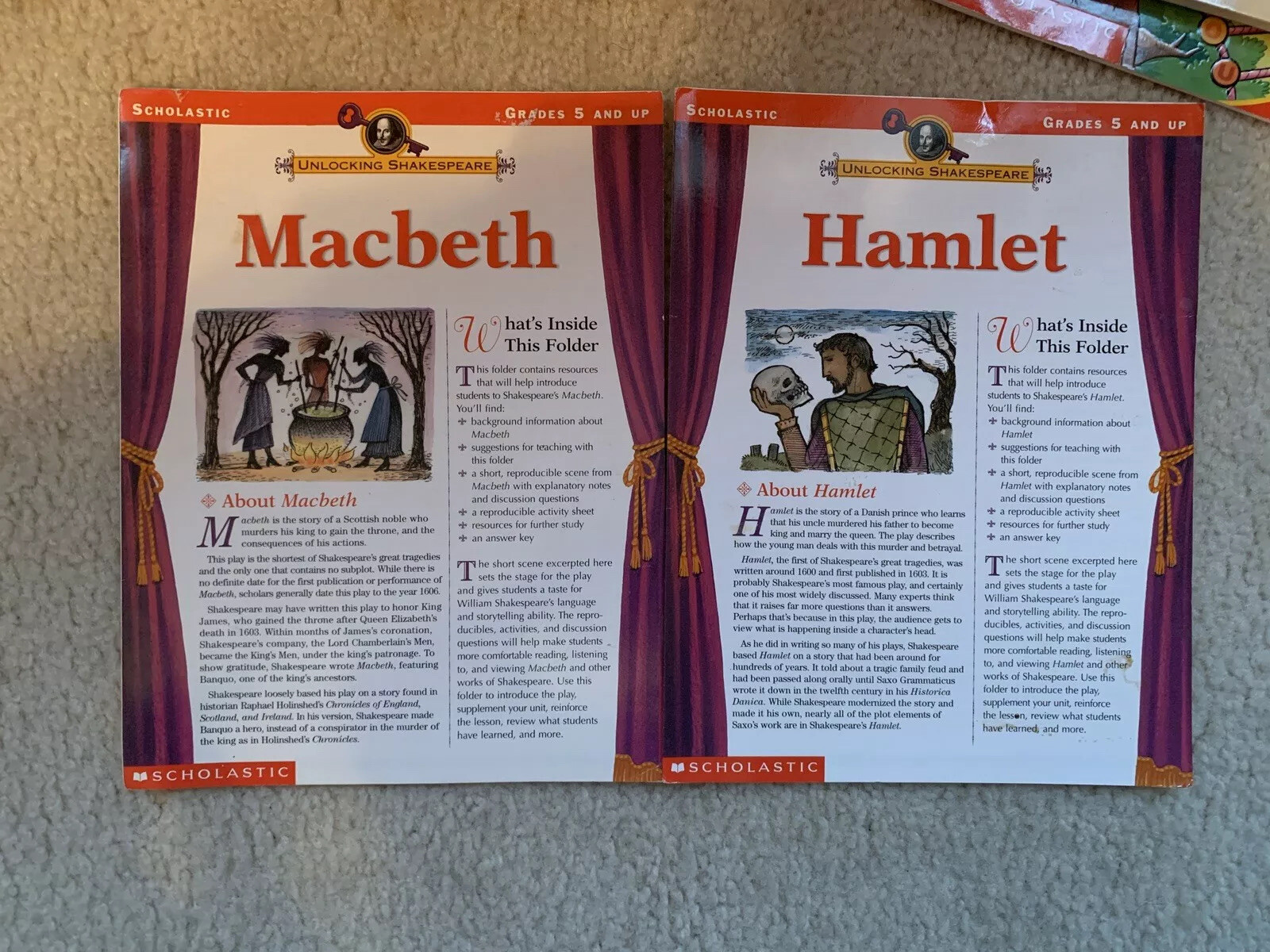 Scholastic Unlocking Shakespeare Hamlet and Macbeth Grades 5 and Up