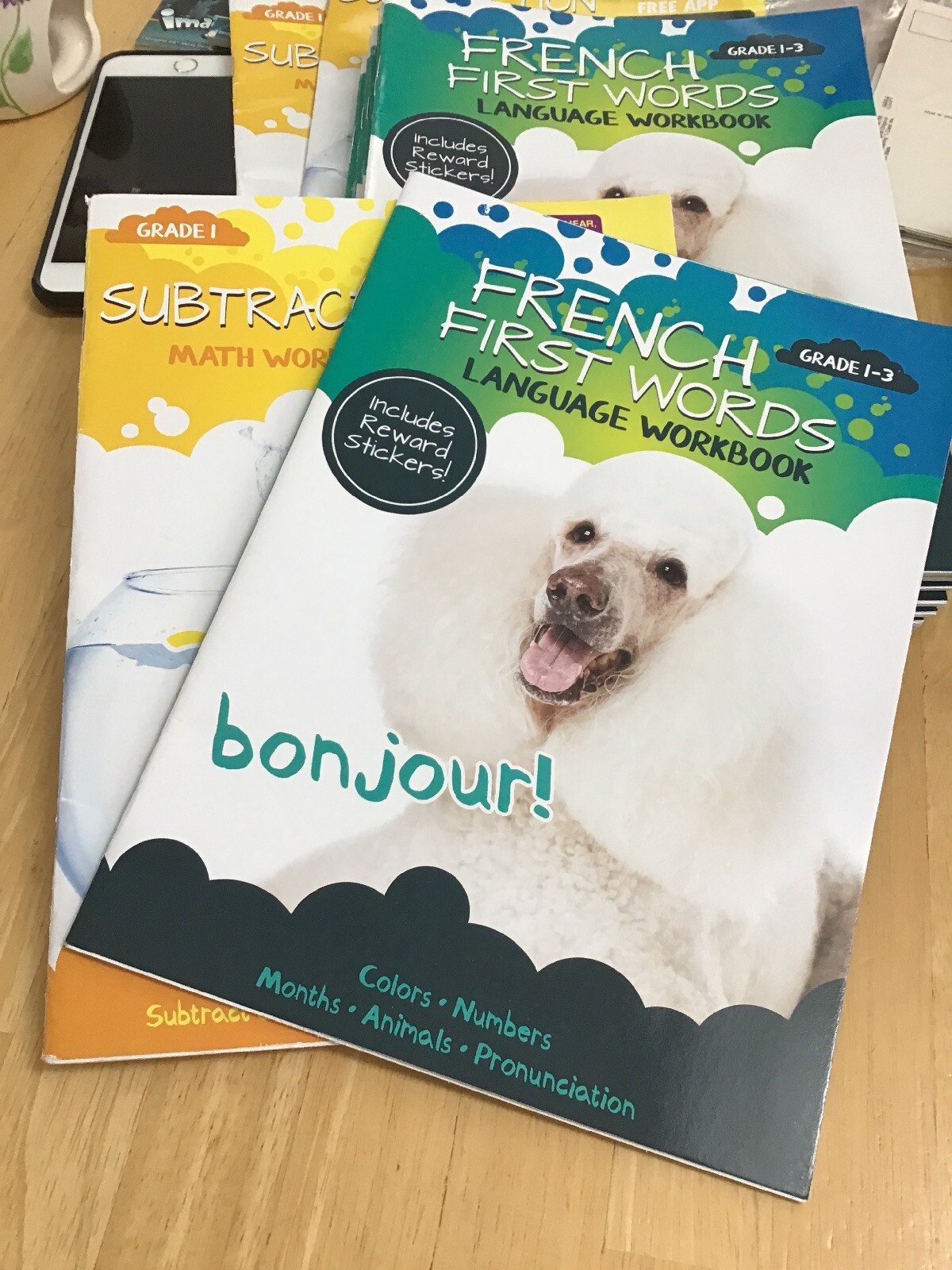Grade 1-3 Bendon Practice Workbooks Lot Of 2 – Subtraction & French First Words