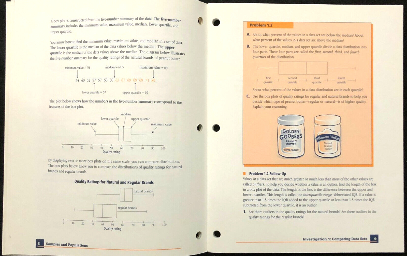 8th Grade – Connected Math – SAMPLES AND POPULATIONS – Student Workbook