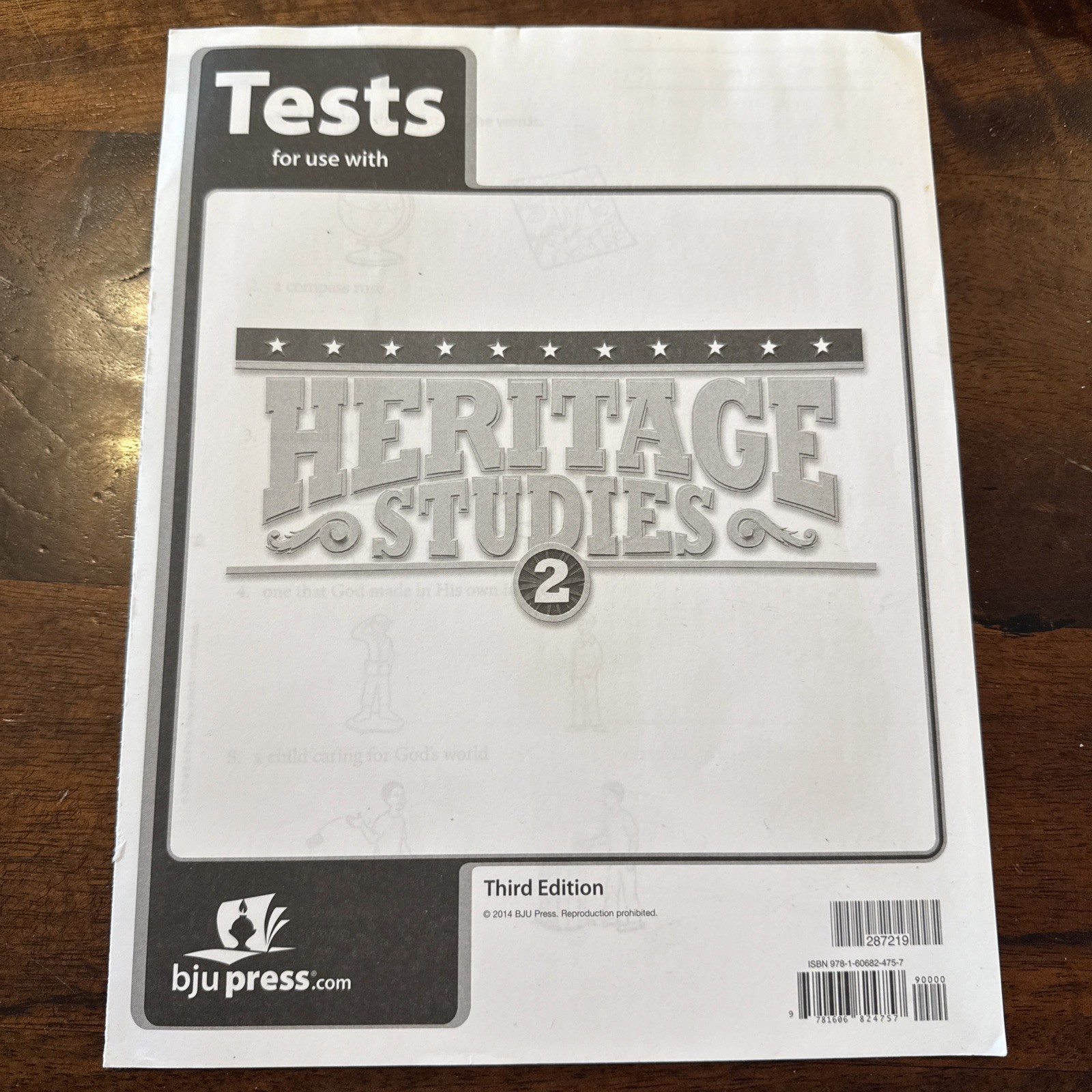 BJU Press Heritage Studies Tests 2nd Grade