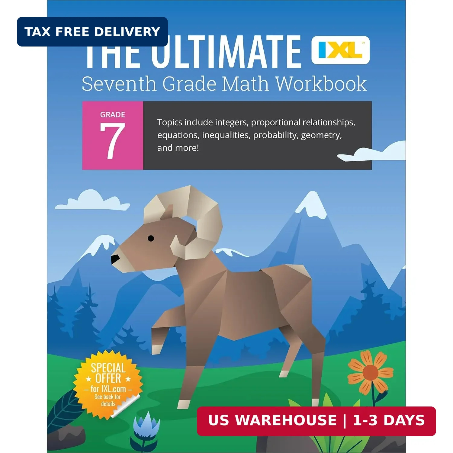 IXL The Ultimate 7th Grade Math Workbook, Middle School Books for Kids Ages 12-1