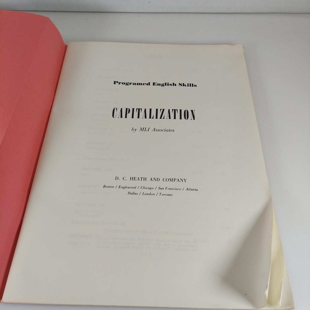 Programed English Skills Capitalization MLI Associates, 1965 D.C. Heath Workbook