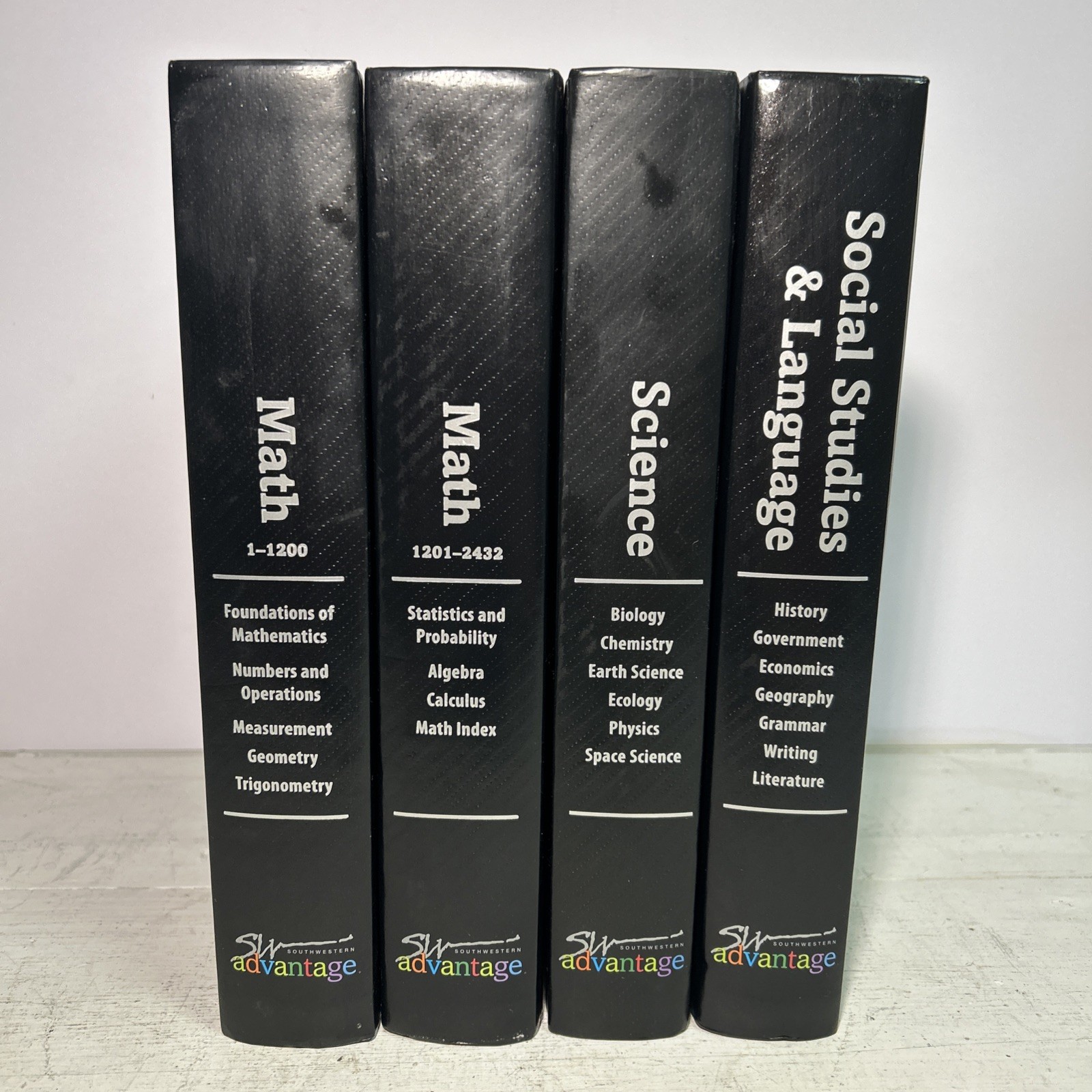 Lot of 4 Southwestern SW Advantage Science Social Studies Math I II Text Books