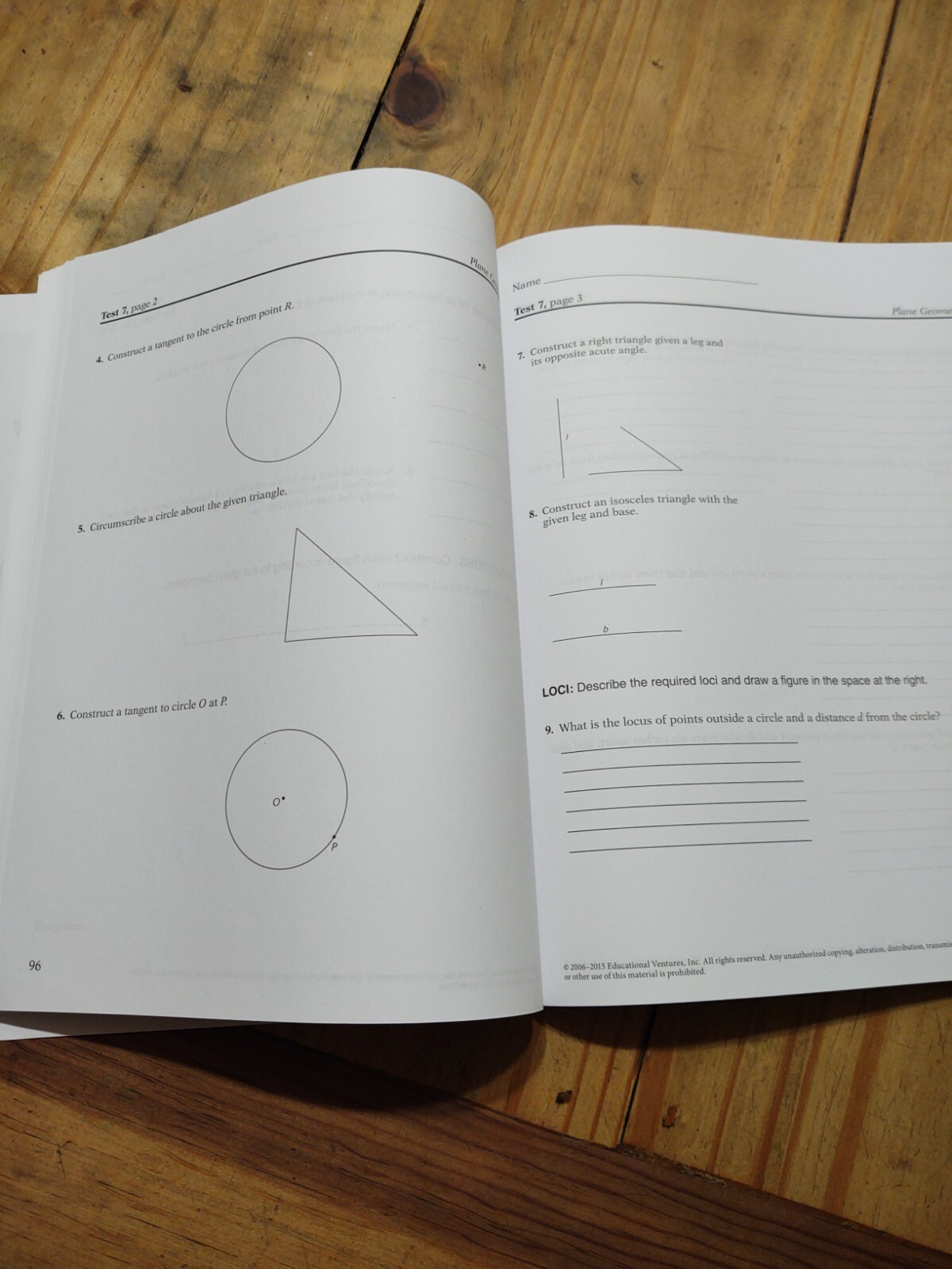 Abeka Plane Geometry Student Tests/Quizzes LIKE NEW UNUSED CURRENT