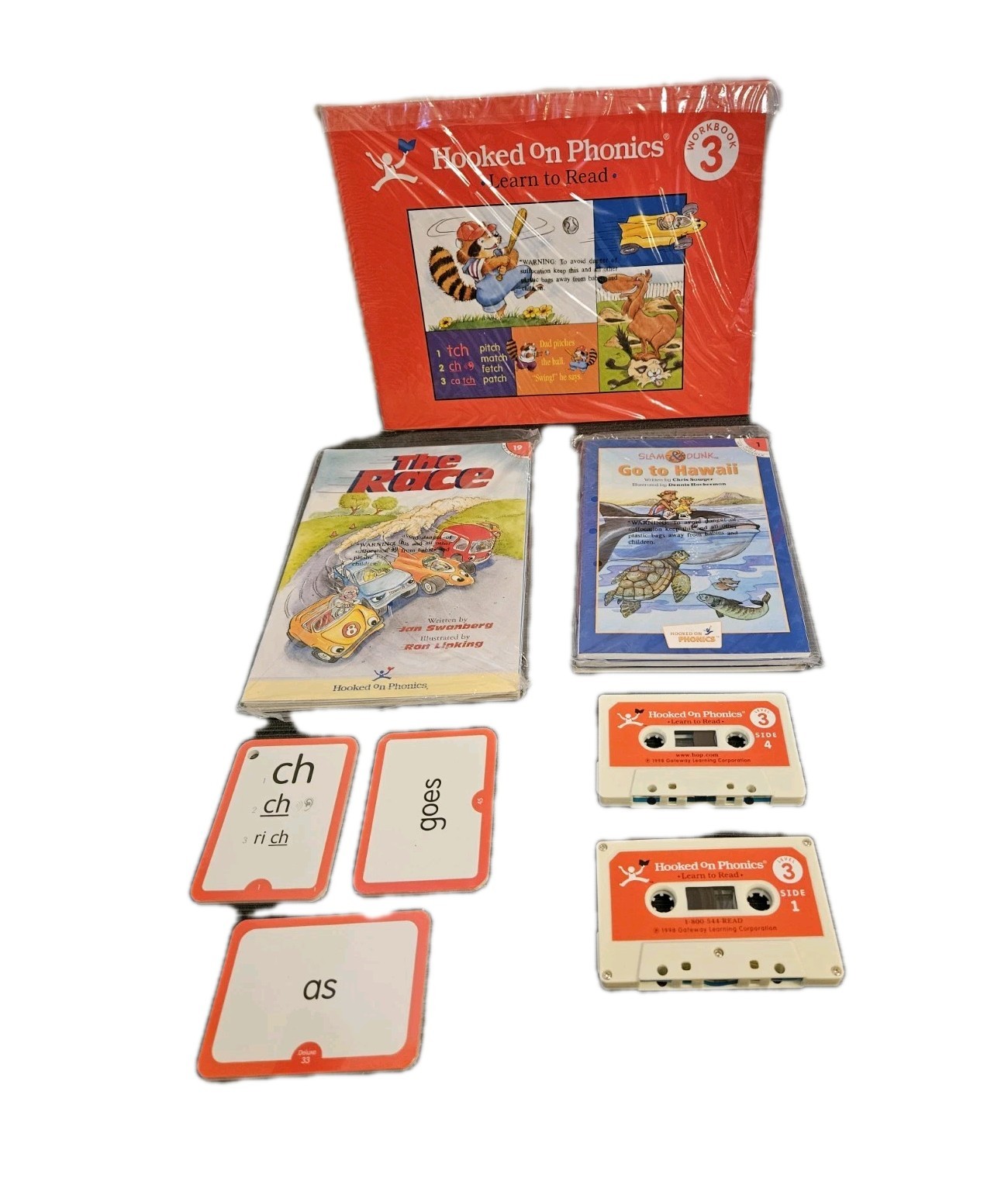 Hooked On Phonics Learn to Read Level 3, 4, 5 Cassette Tapes Flash Cards Books