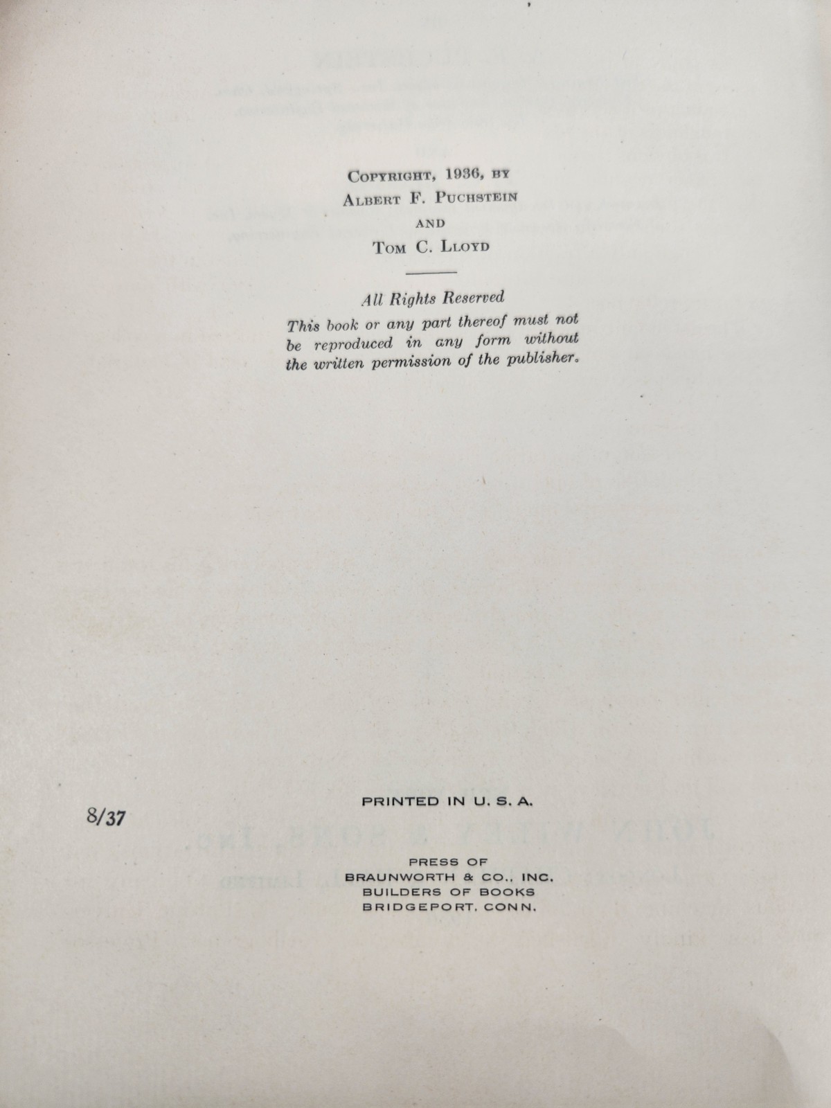 Alternating Current Machines by Puchstein & Lloyd Hardcover 1936