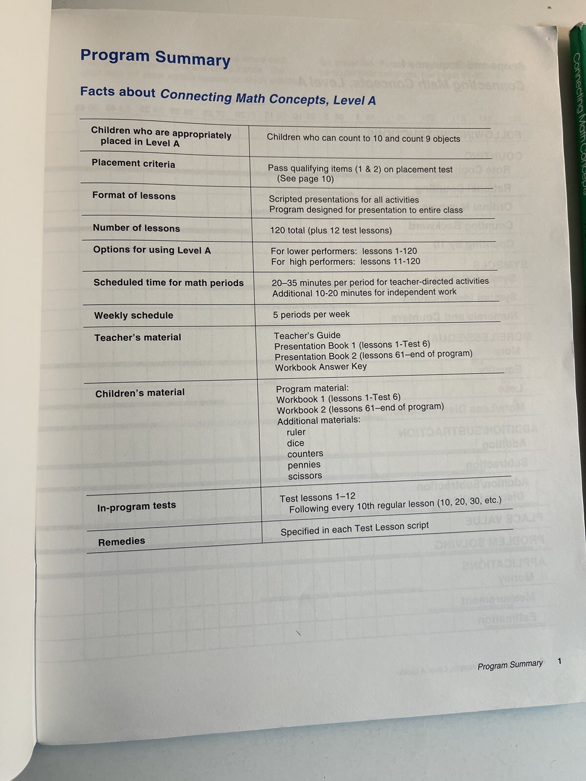 SRA Connecting Math Concepts Level A Teacher’s Guide And Workbook 2 Set Of 2