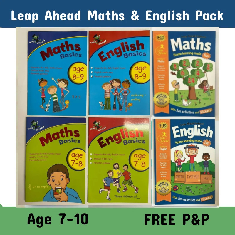 KS2 Leap Ahead Maths & English Basics Bundle of 6 Workbooks Age 7-10 years New