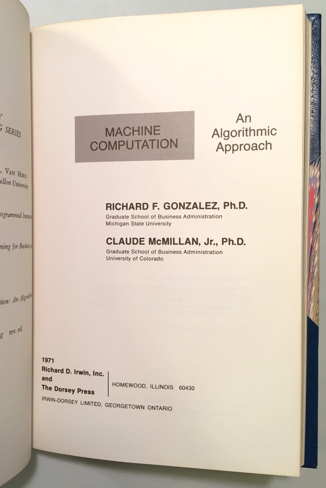 Machine Computation an Algorithmic Approach – Gonzalez Leather 1971 1st printing