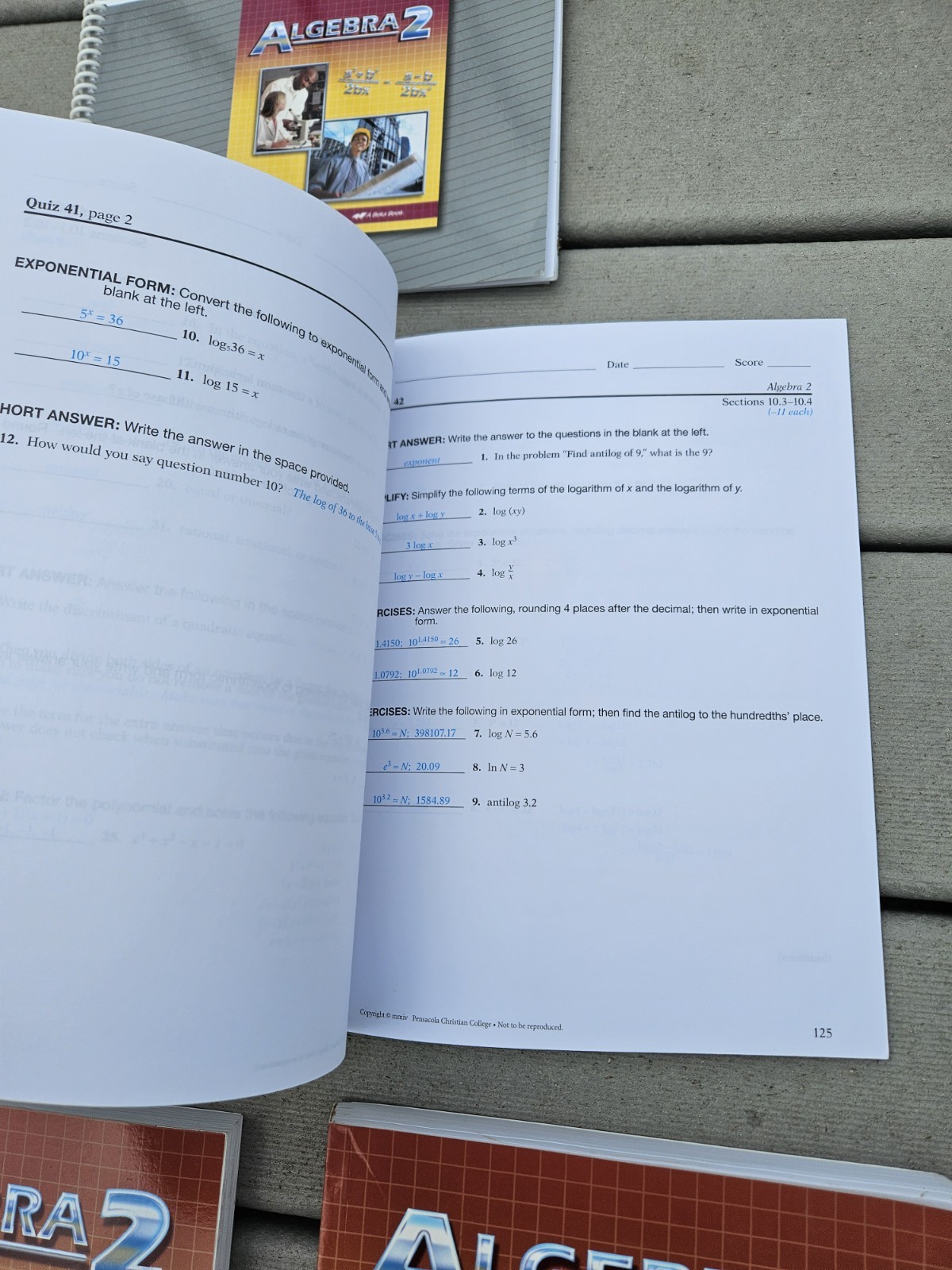 ABEKA ALGEBRA 2 Curriculum Set Homeschool Student Textbook Solution Key Test 5pc
