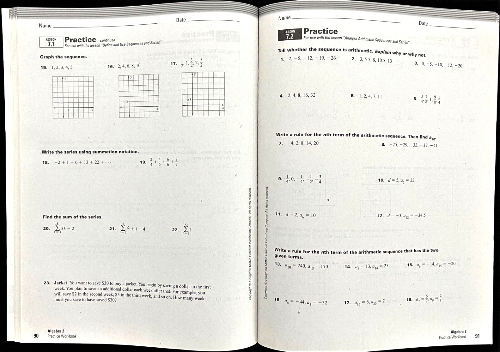 (Larson) ALGEBA 2 – REMEDIATION & PRACTICE WORKBOOKS (2 books) 1e (2011)