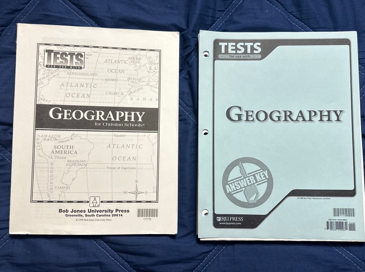 BJU Bob Jones University Press 9th Grade Geography 2nd Ed. Tests & Answer Key