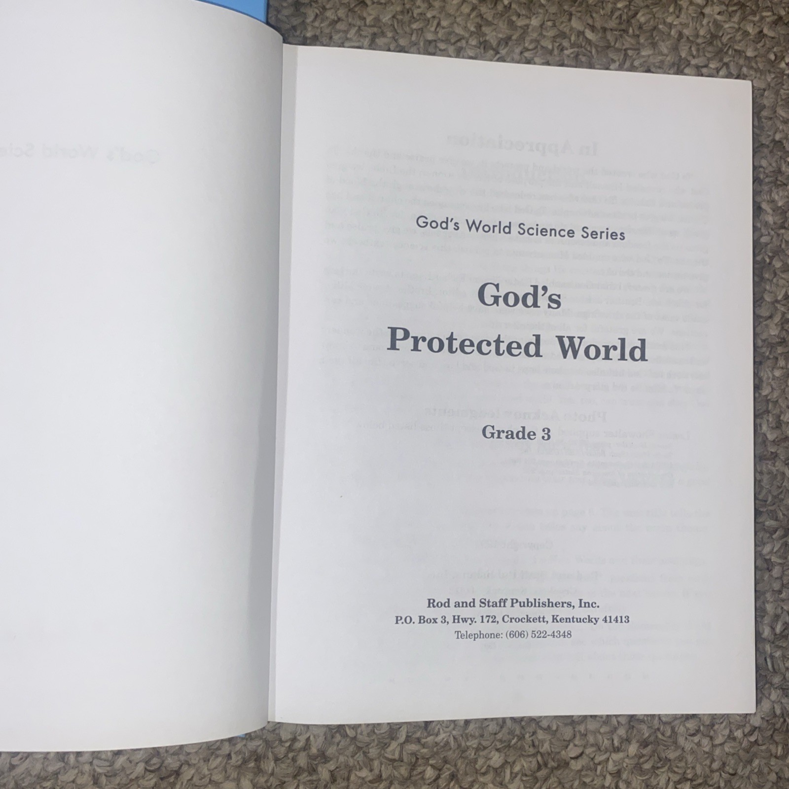 Rod and Staff God’s Protected World Science 3 Teacher’s Manual & Student Book