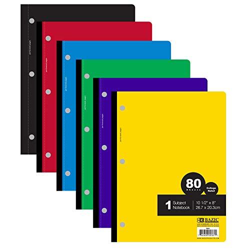 BAZIC Notebook College Ruled 1 Subject 80 Sheets Wireless Notebooks – Products