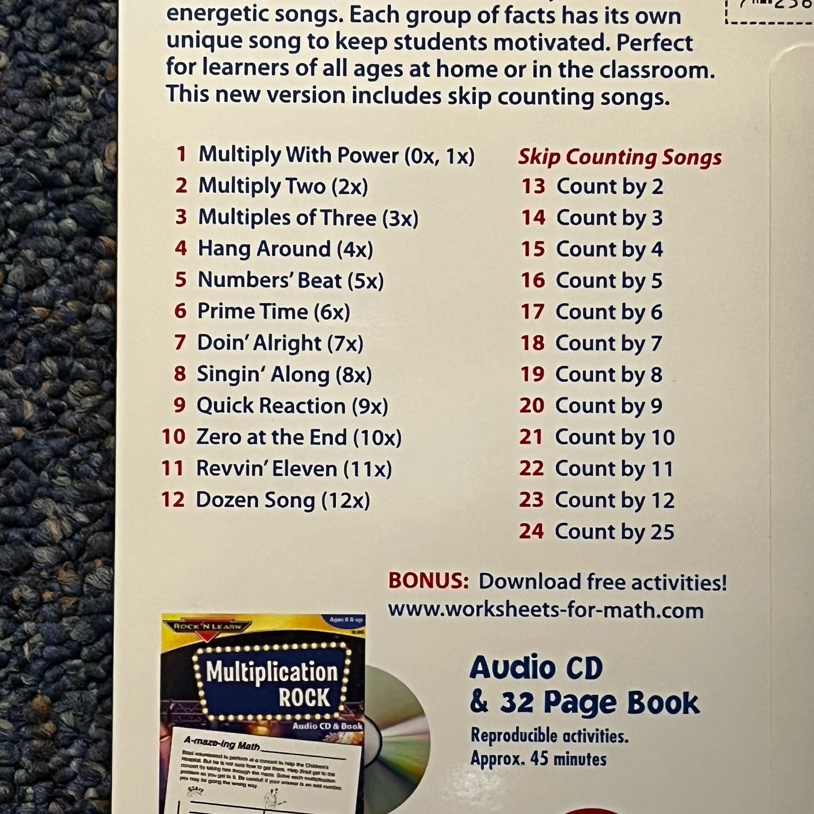 Multiplication Rock, Division Rap learn math by music NEW CDs and Books, guides