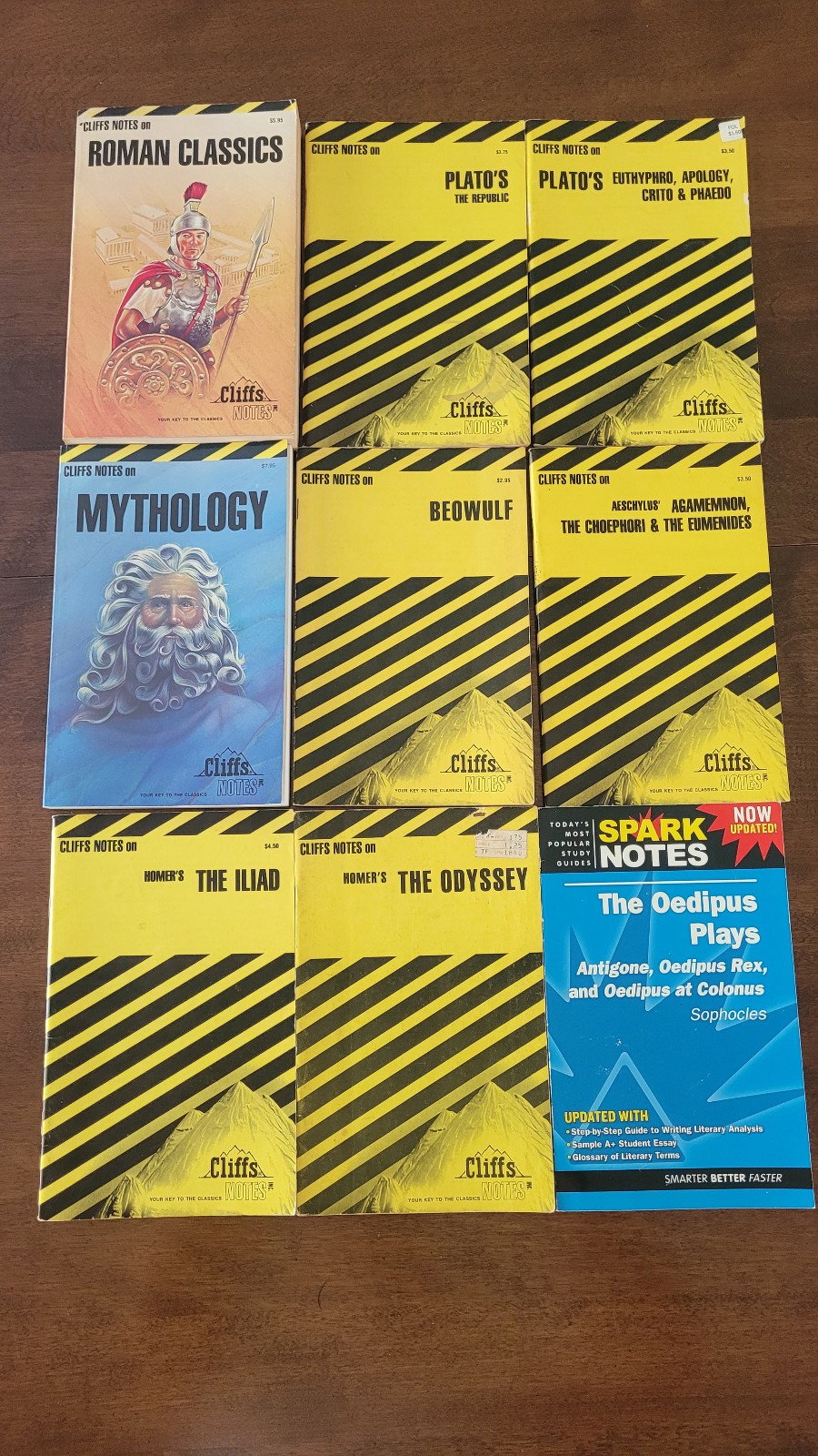 Roman and Greek classics Cliffs Notes Spark Notes lot of 9 books