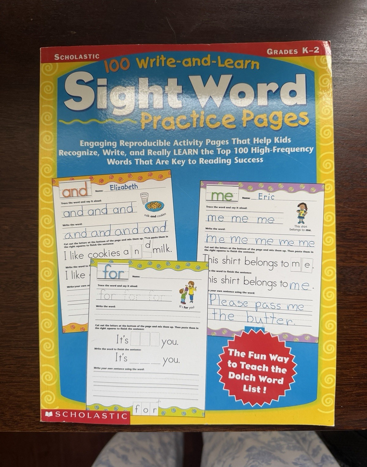 Scholastic 100 Write-and-Learn Sight Word Practice Pages Workbook Grades K-2