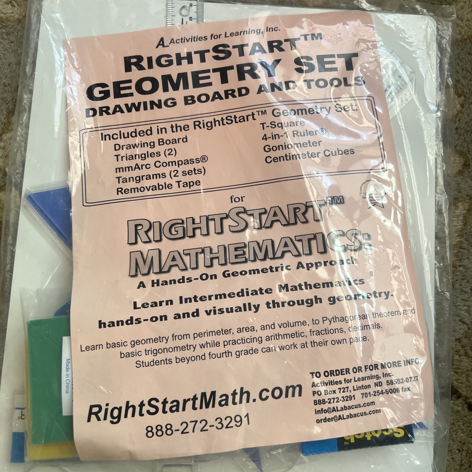 Right Start Math Curriculum NEW Geometry Set w/ Drawing Board and Manipulatives