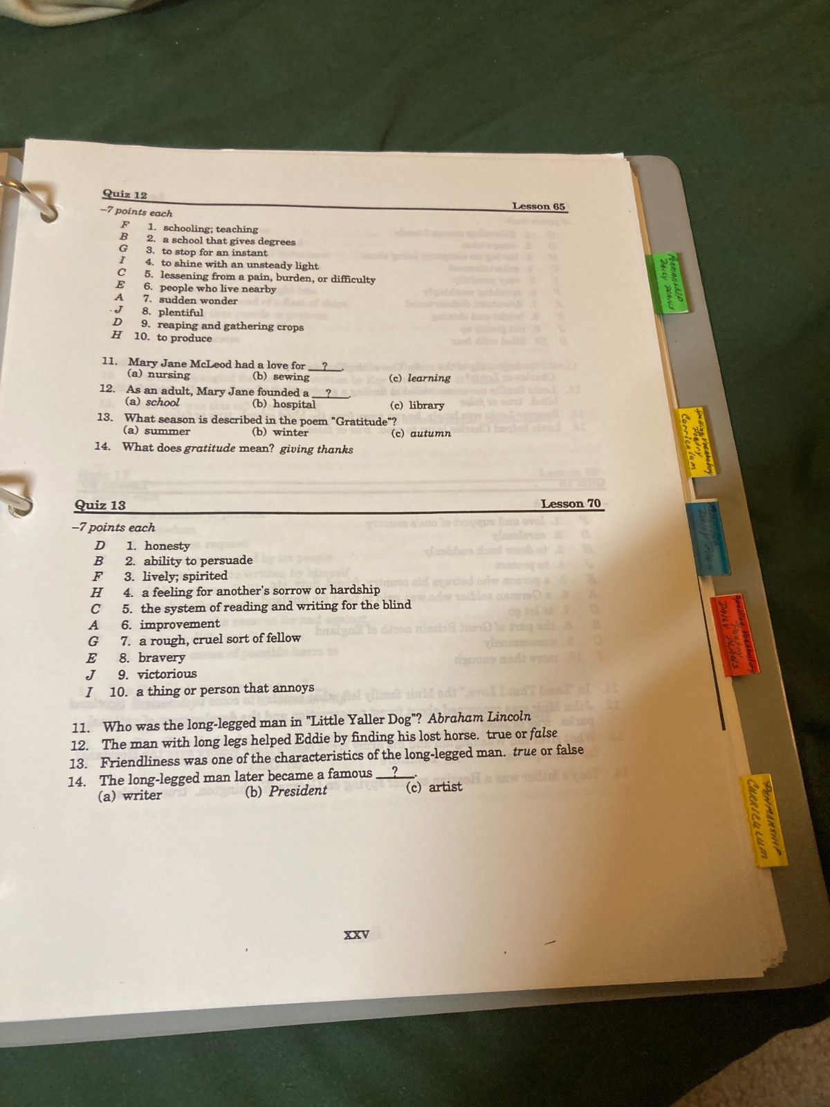 Abeka Language Arts 5 Curriculum Lesson Plans (1991) used