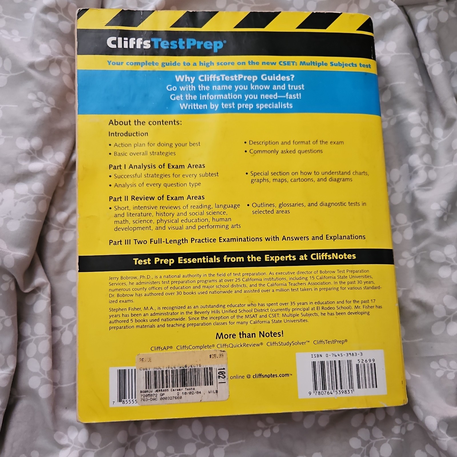 CliffsTestPrep CSET Multiple Subjects Study Guide Paperback 2008 672p Bobrow