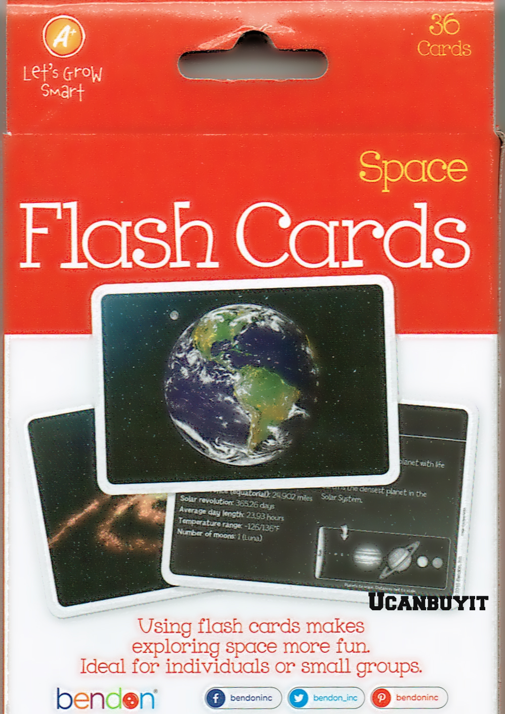 36pk SPACE w/PLUTO Round Corner Flash Cards By Bendon Grades PreK+ Ages 4+ NEW!