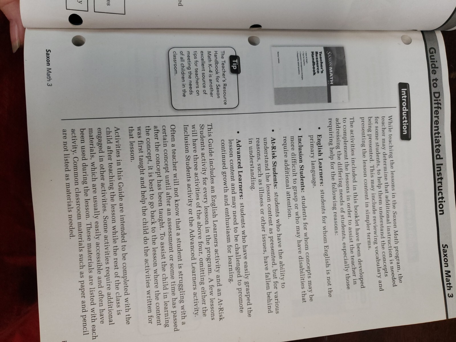 Saxon Math 3 Ser.: Saxon Math 3 – Guide to Differentiated Instruction by Inc….