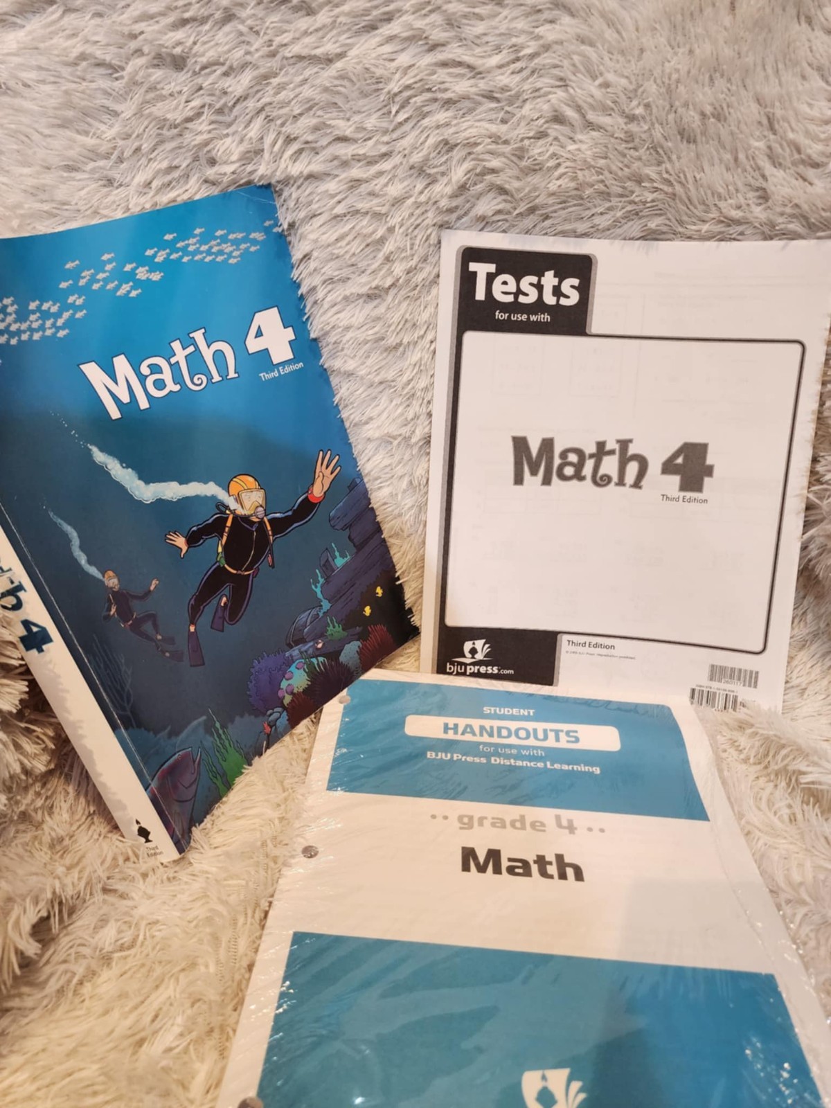 BJU 4th Grade Math 3rd Ed Student Handouts, 1/2 Worktext, and Test