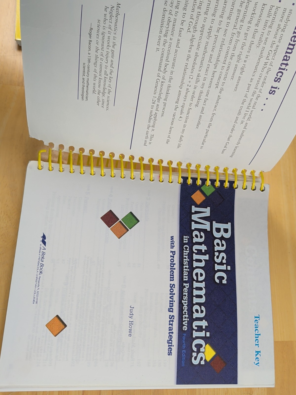 ABeka Basic Mathematics 4th Edition Work Text Teacher Key And Solution Key