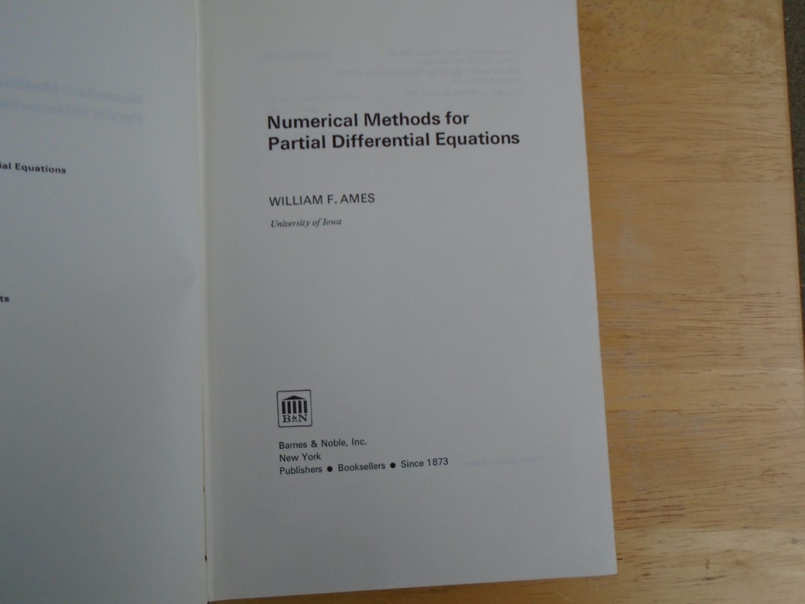 Numerical Methods for Partial Differential Equations. Ames, William F.: 1969