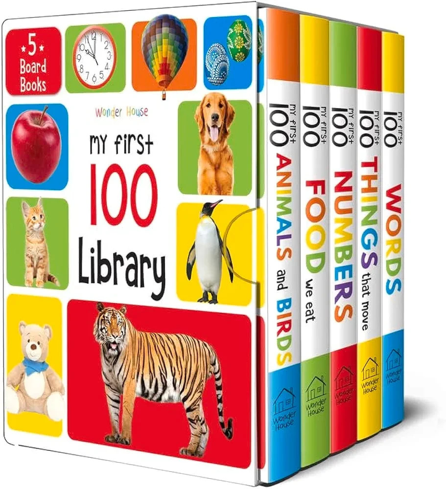 My First 100 Library: Boxset of 5 Early Learning Board Books for Kids Gift Books