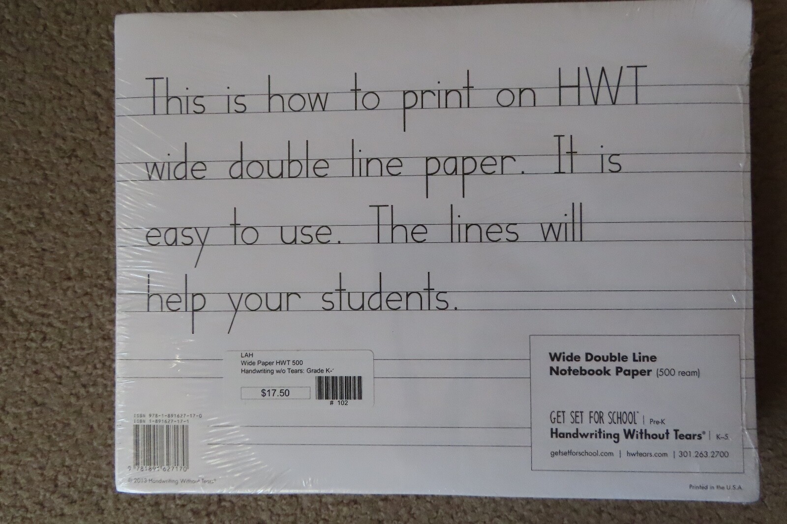 Handwriting Without Tears: 500 sheets Wide, Double Line Paper K-5 (102)