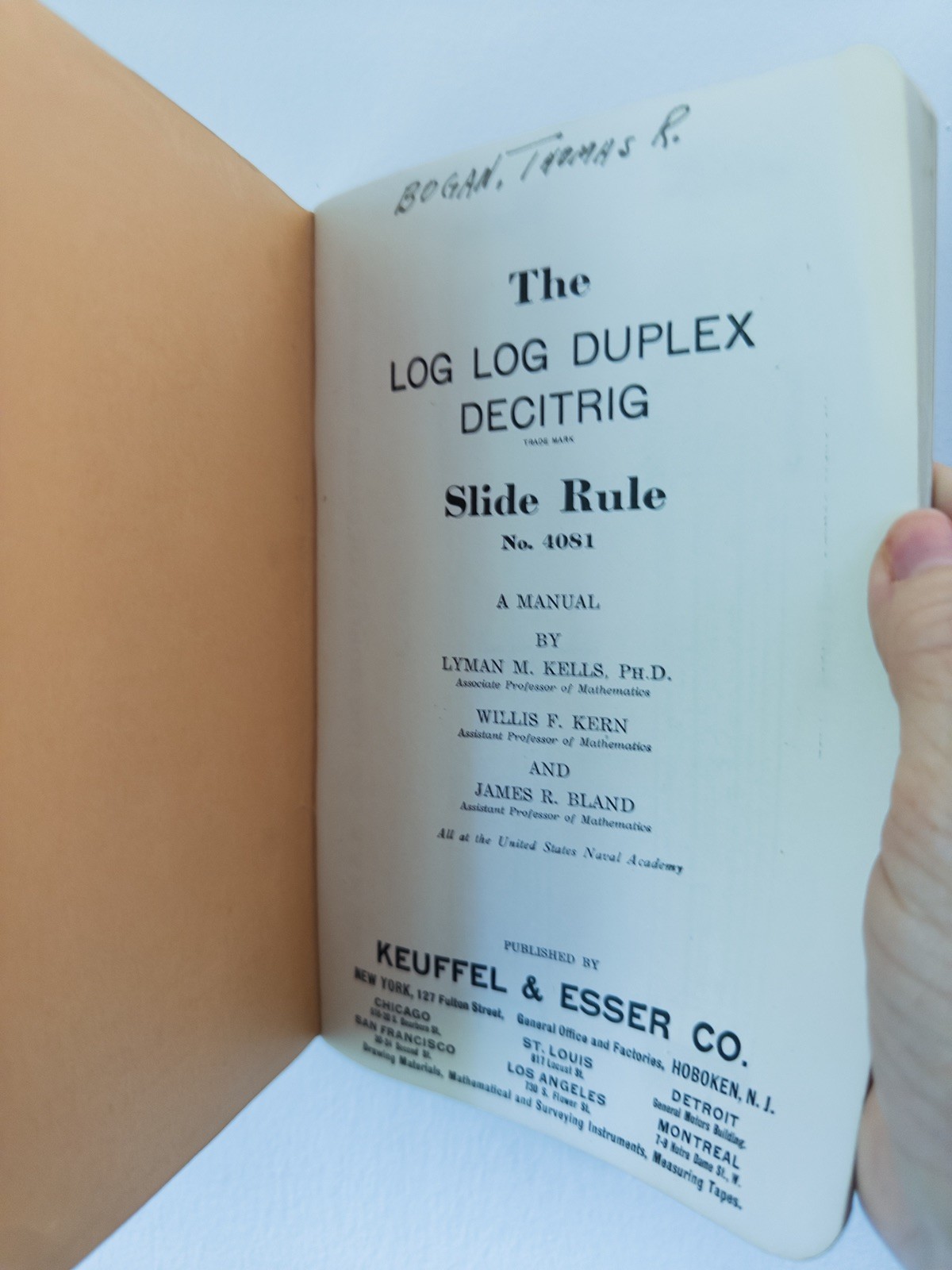 Lymans Kells LOG LOG DUPLEX DECITRIG SLIDE RULE #4081 MANUAL 1943 1945