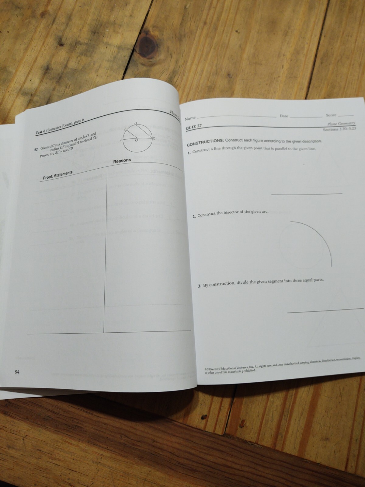 Abeka Plane Geometry Student Tests/Quizzes LIKE NEW UNUSED CURRENT
