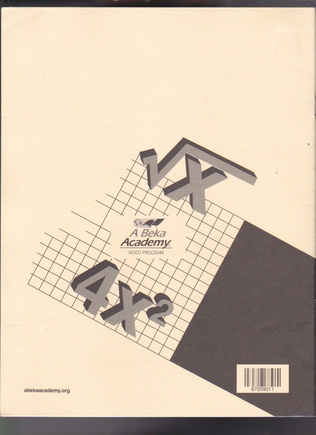 abeka ALGEBRA (Video Student Practice Exercises) Paperback 2007 LN