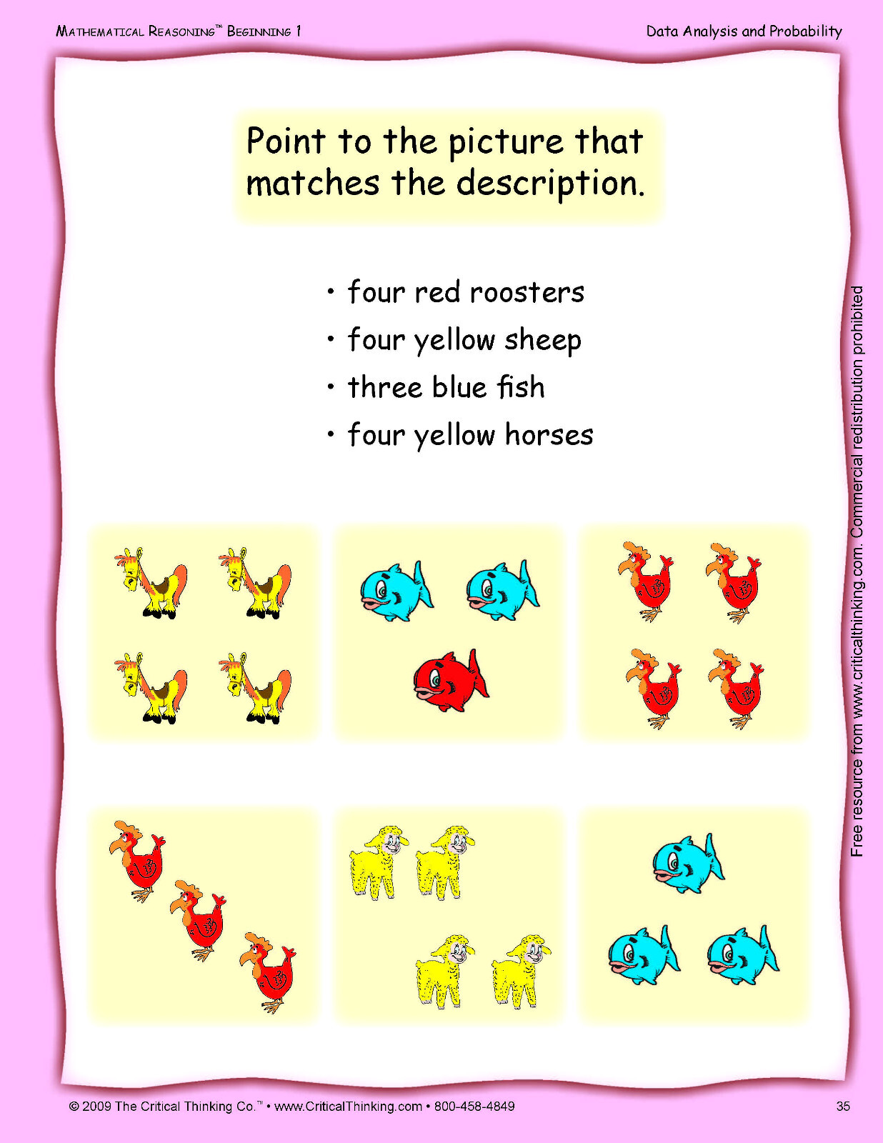 Mathematical Reasoning Beginning 1 Early Learning Reasoning Workbook for PreK