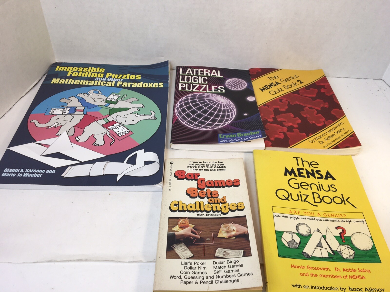 Lot of 5 Logic Critical Thinking Mensa Mathematical Quiz Books