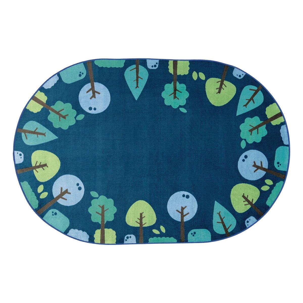 Kaplan Early Learning Kaplan® Tranquil Trees Carpets – 4′ x 6′ Oval – Blue