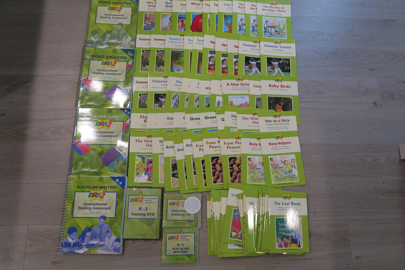 DRA2 – Developmental Reading Assessment K-3 LOT OF 91 BOOKS,TEACHER GUIDES,DVD