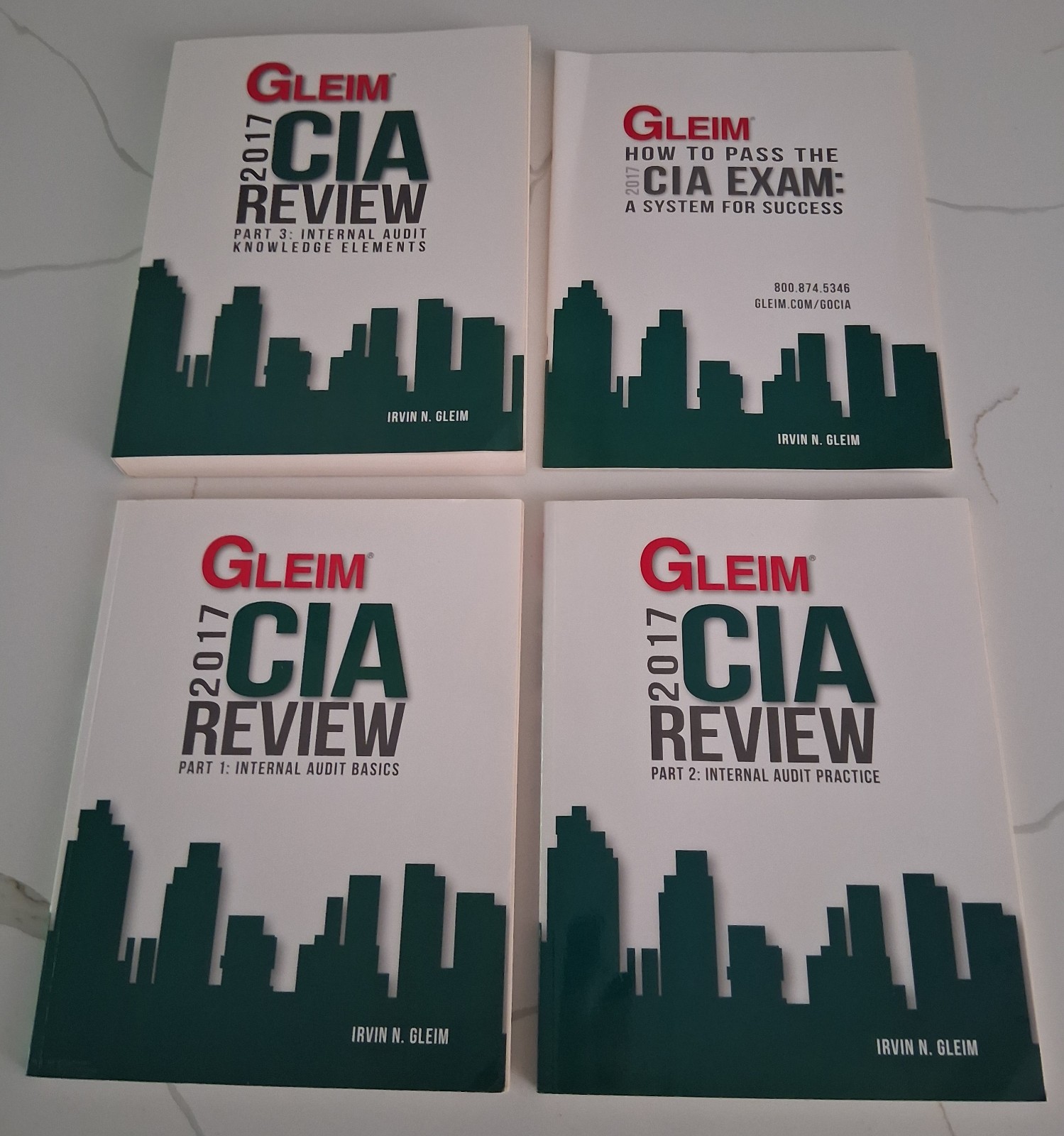 Gleim CIA Review 2017 Set Parts 1-3 + Pass CIA Exam Book Like New