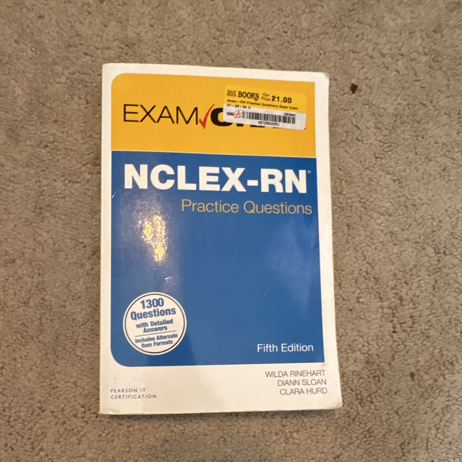 Pearson Exam Cram NCLEX-RN Practice Questions 5th Ed Paperback 2011 Rinehart