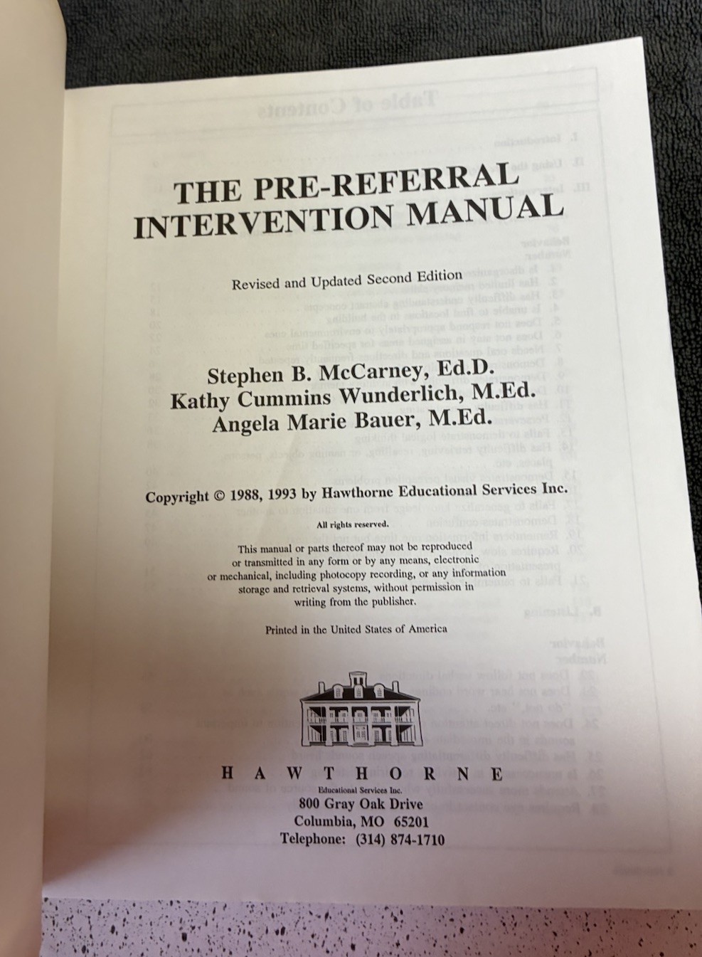 Pre-Referral Intervention Manual Revised & Updated 2nd Ed McCarney Paperback