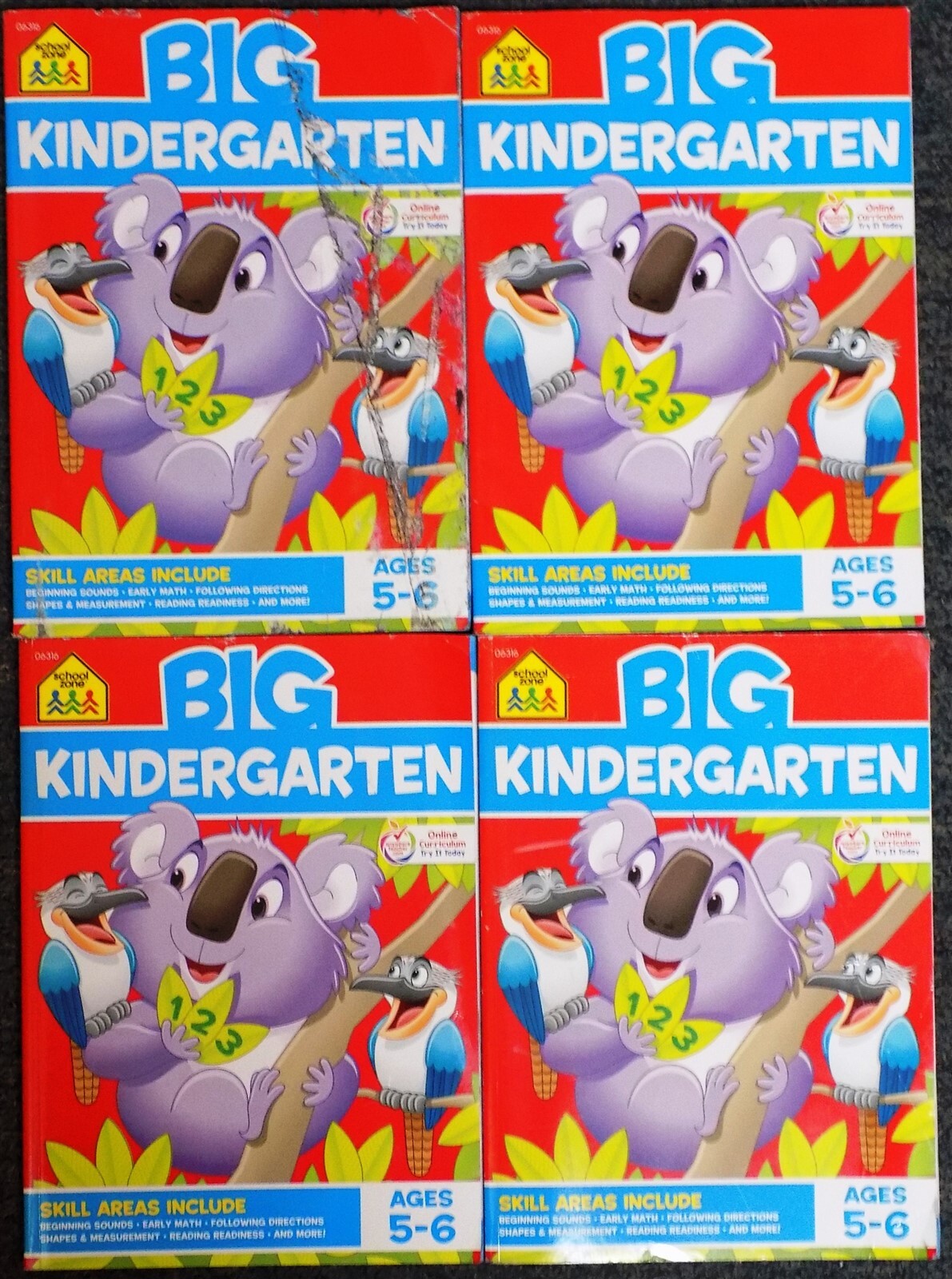 Lot of 4: Big Kindergarten by School Zone Publishing Company Staff 2019 Workbook