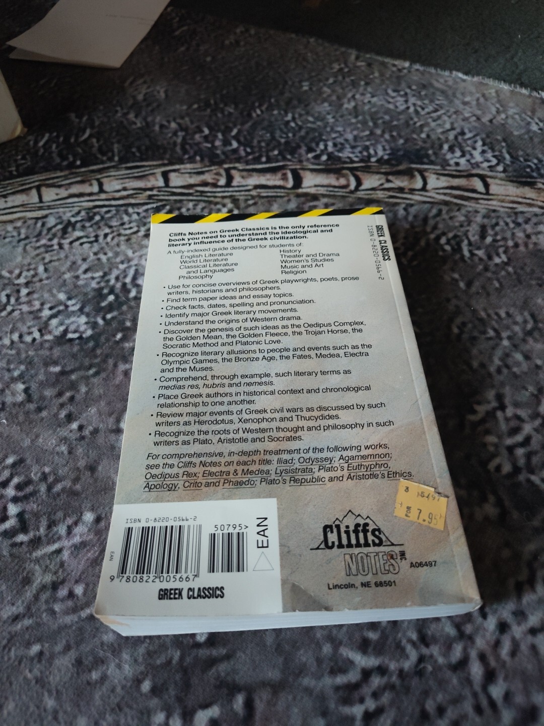 CLIFF NOTES ON GREEK CLASSICS, 1988