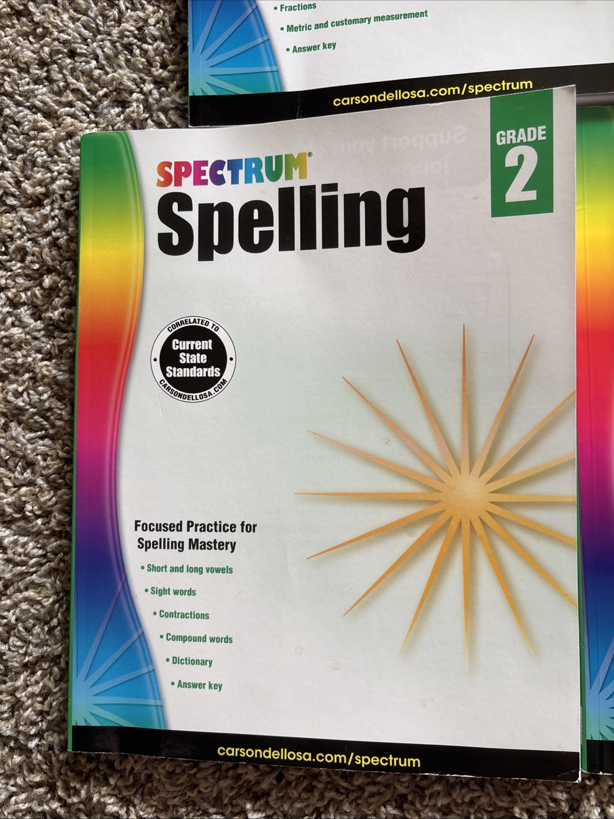 Spectrum Grade 2 Workbook Lot Math Reading Language Spelling Test Prep 7 Books.