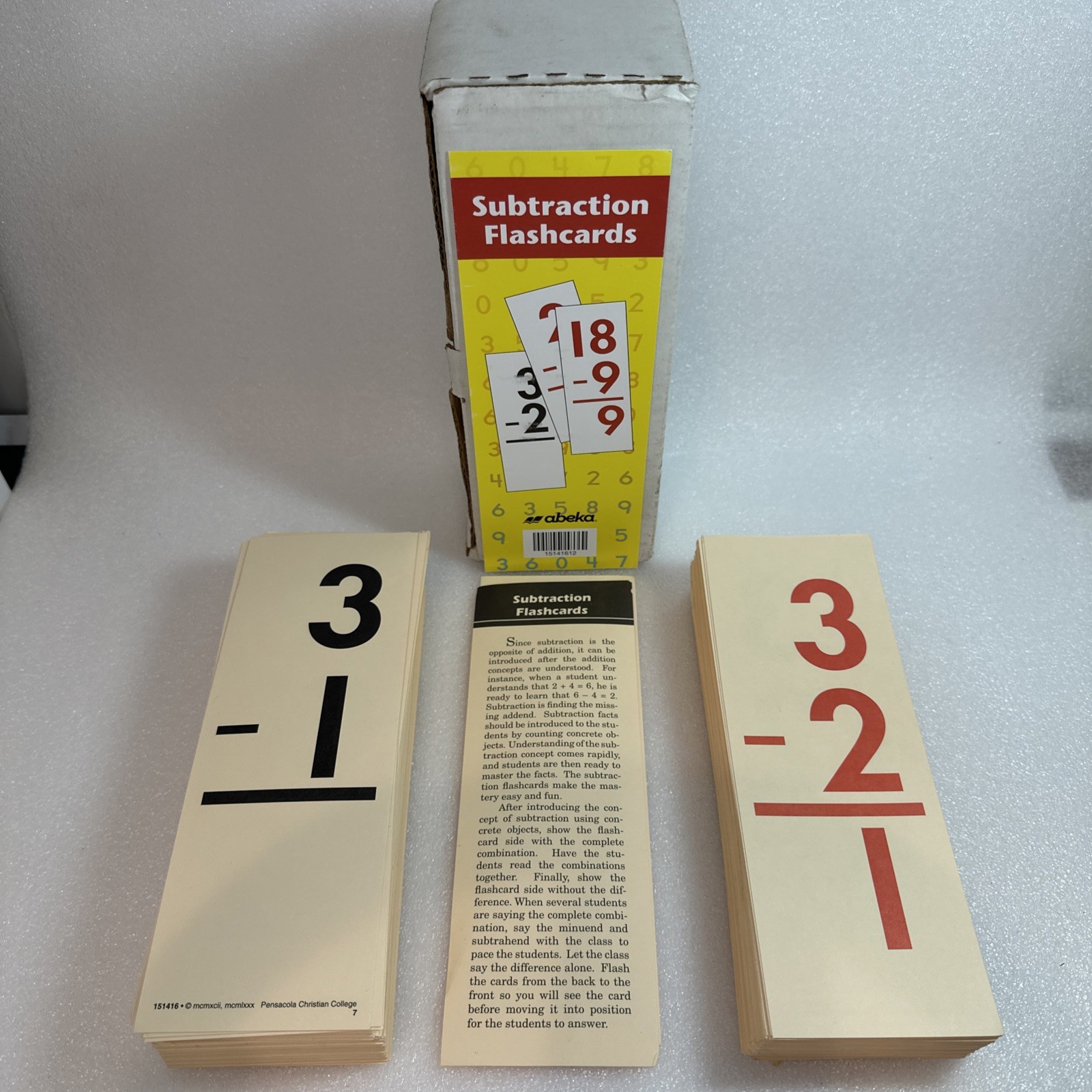 Vintage Abeka Subtraction Flash Cards Math Mathematics 1st 2nd Grade Homeschool