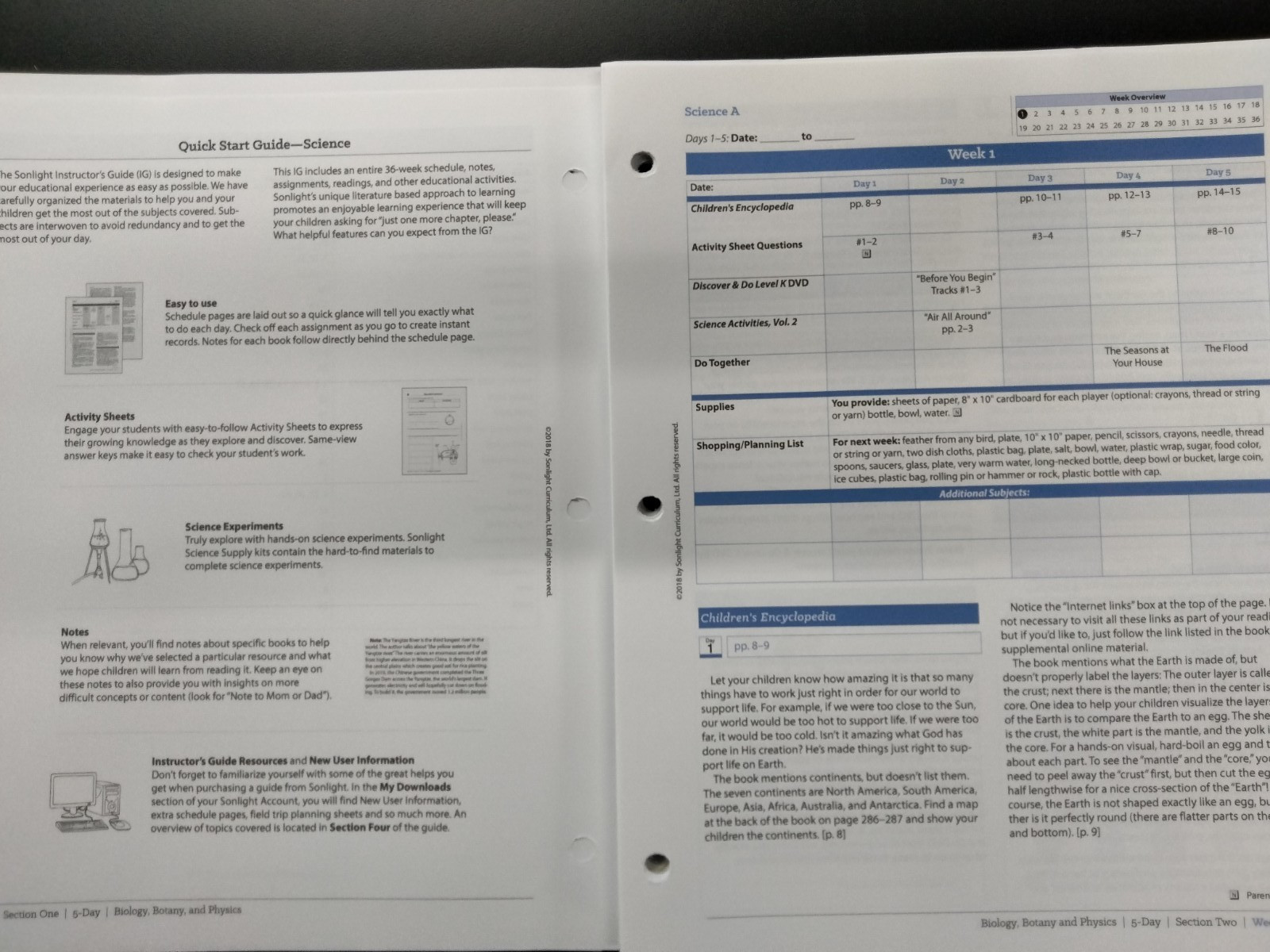 Sonlight Science A Instructor’s Guide 5-Day