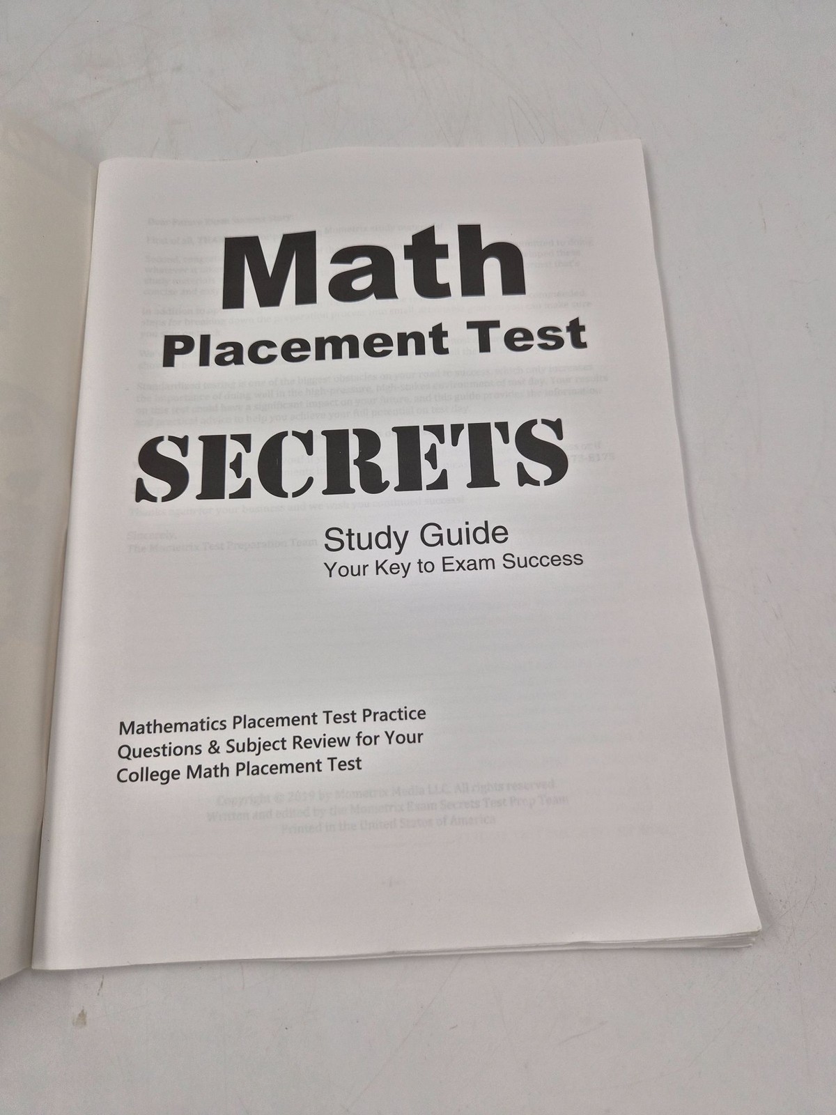 Mometrix Math Placement Test SECRETS Study Guide Your Key to Exam Success Used