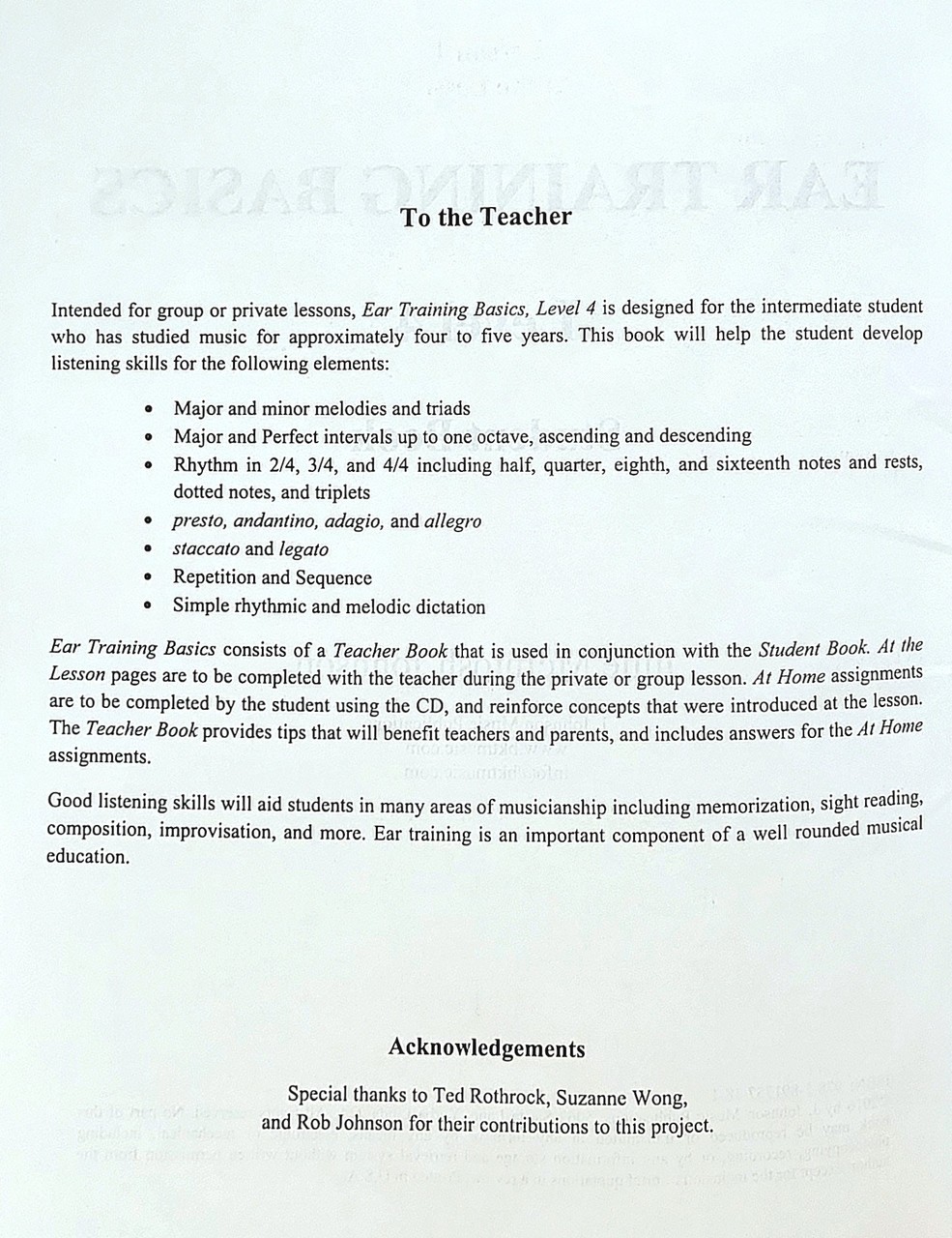 Ear Training Basics – Level 4 – Student Book